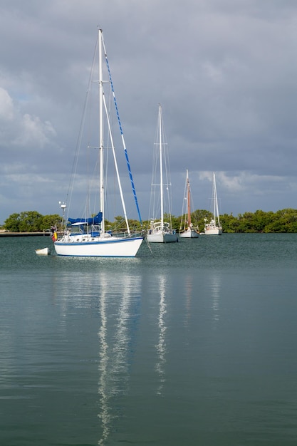 Yachts moored in no name harbor florida