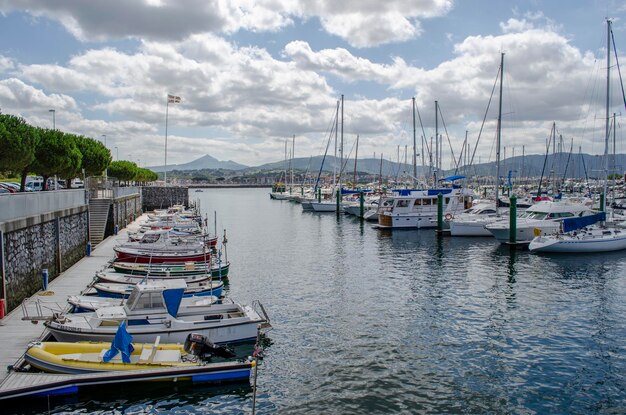 Yachts mooring in marina of Hondarribia