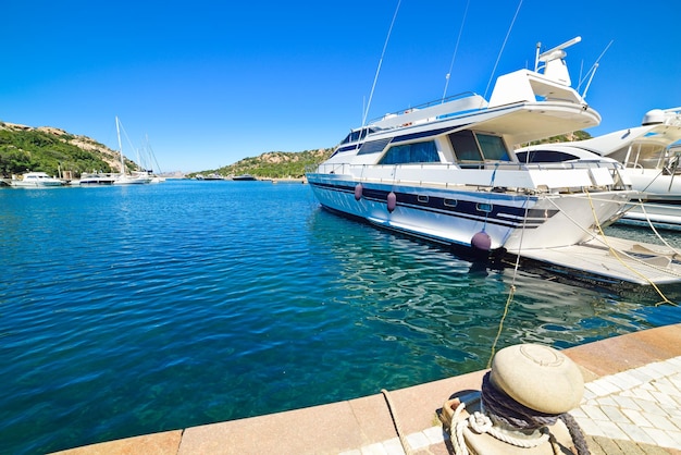 Yachts in Poltu Quatu on a sunny day Sardinia