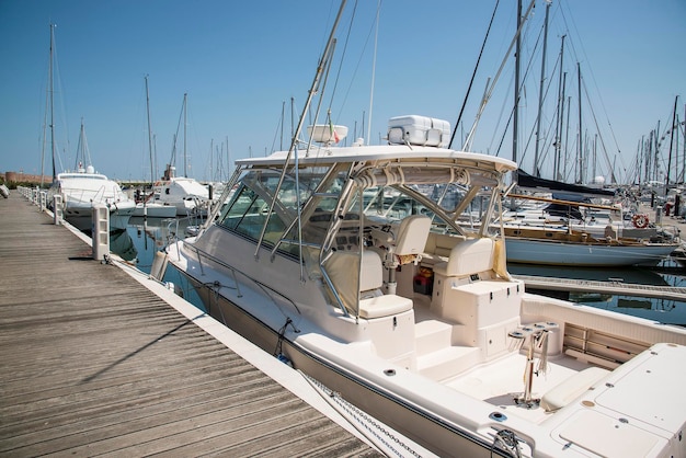 Yachts in the port waiting Rimini Italy