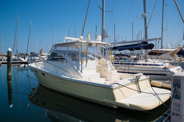 Yachts in the port waiting Rimini Italy