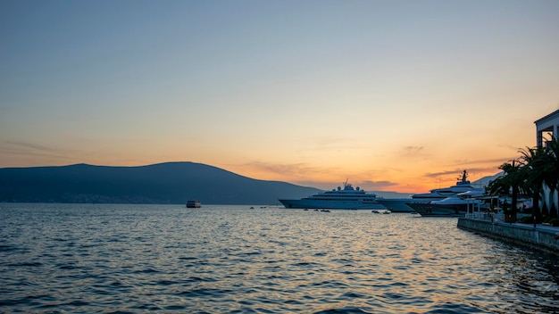 Yachts in the seaport of Tivat. Porto Montenegro.