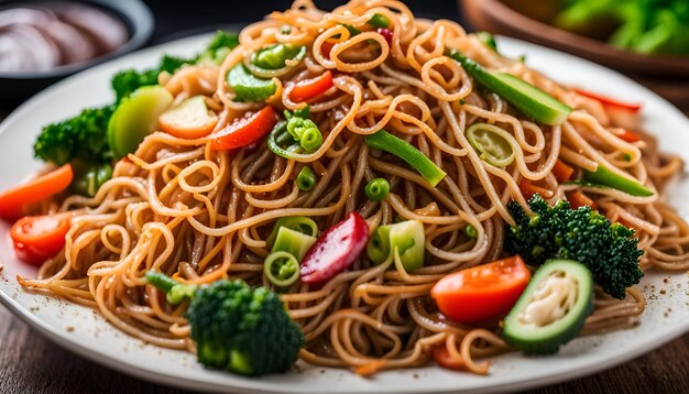 Yakisoba noedels geroosterd met groenten