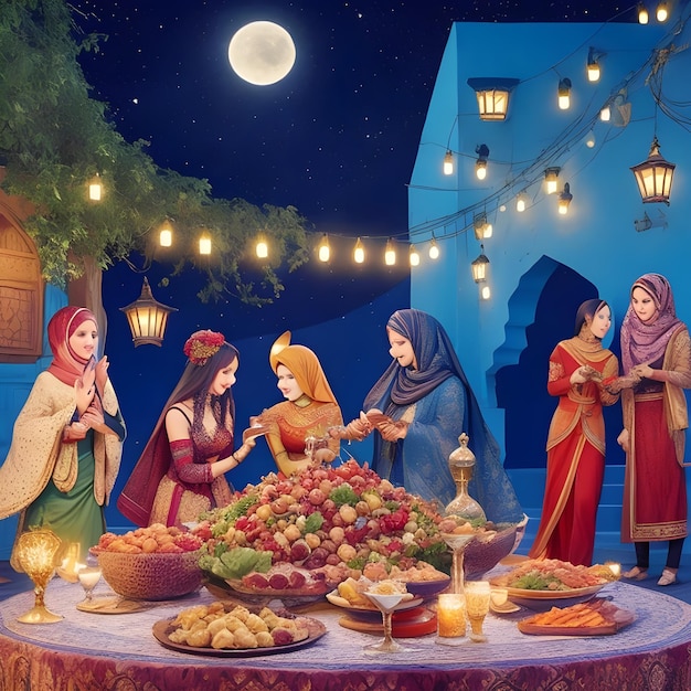 Yalda night Festival celebration Illustration Iranians Kheshtomah Guest House in Ardakan AI Generate