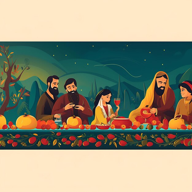 Photo yalda night festival concept of banner design of a cozy yalda night scene portray