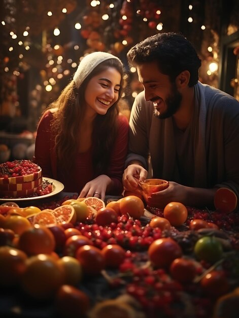 Yalda night festival concept of photoshoot of a joyful yalda night scene portrayi