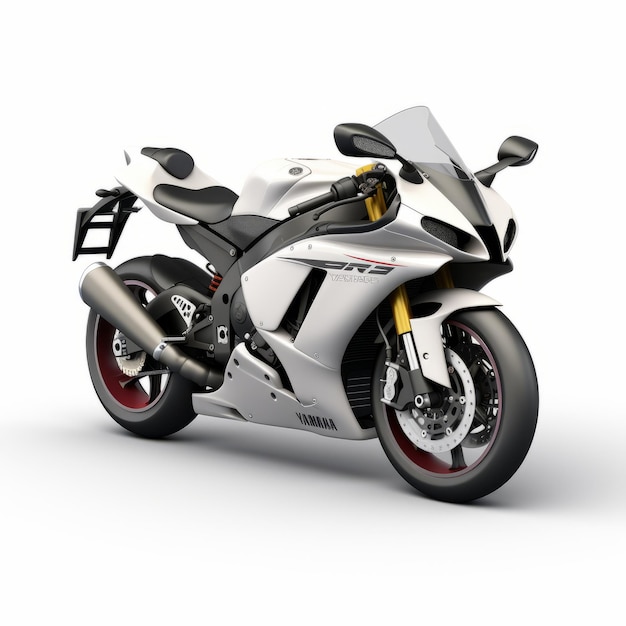 Yamaha R1 wit en zwart gerenderd in Cinema4d