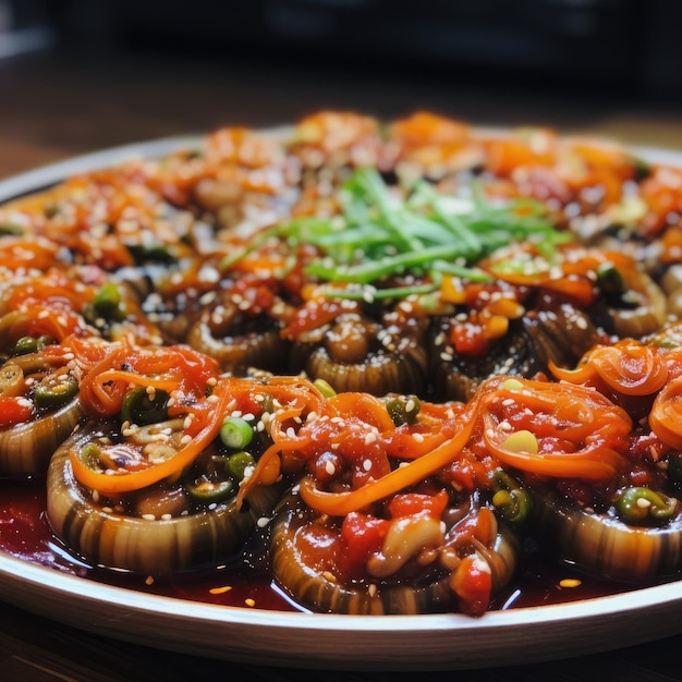 Yangjangpi Delight Китайско-Корейская кулинария-фьюжн Красочный массив, в котором запечатлен кулинарный художник