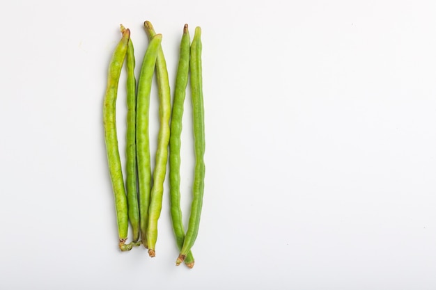 Yard long bean, A bunch of freshly picked cowpea isolated on white