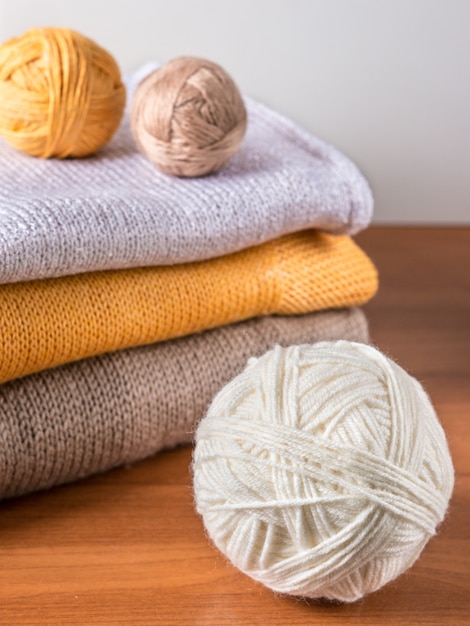 Yarn on background of knitwear