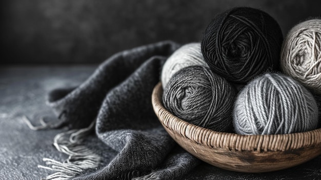 Photo yarn balls in a bowl