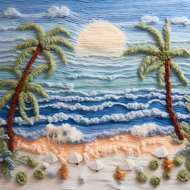 Photo yarn crafts beach scene