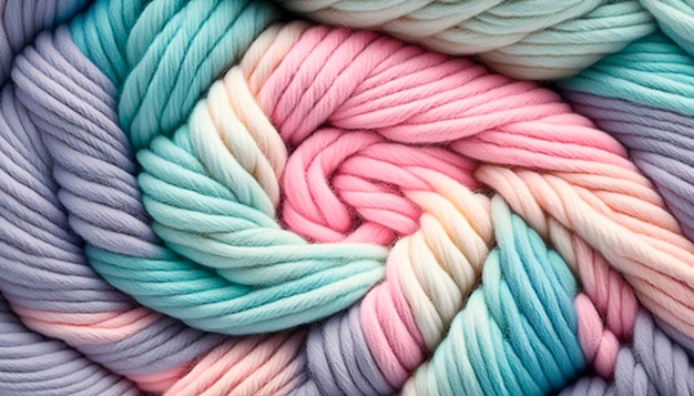 色とりどりの糸をたくさん編む糸 Generative AI