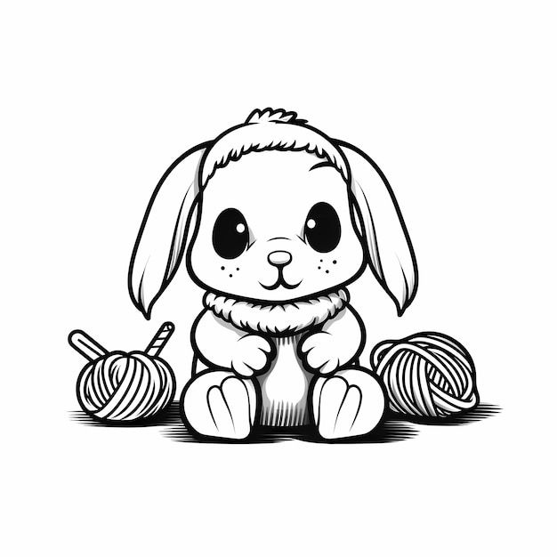 Yarn Magic Adorable Rabbit Crocheting Logo Design