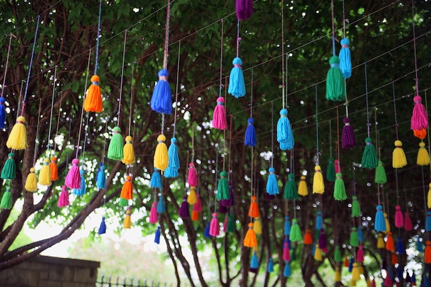 Yarn Tassels at Kauffman Gardens