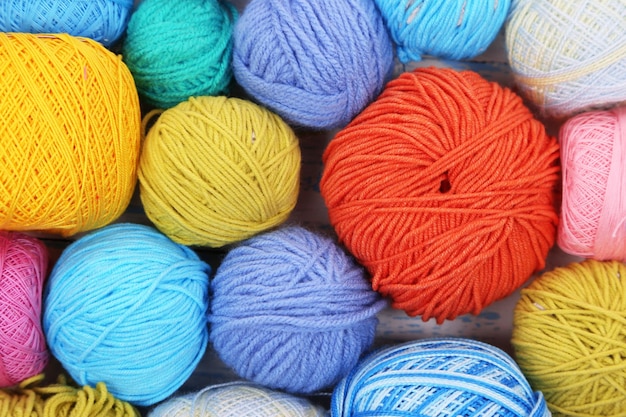 Yarns for knitting closeup background