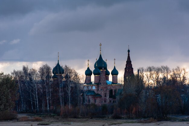 Yaroslavl. Image of ancient Russian city. Beautiful house and ch