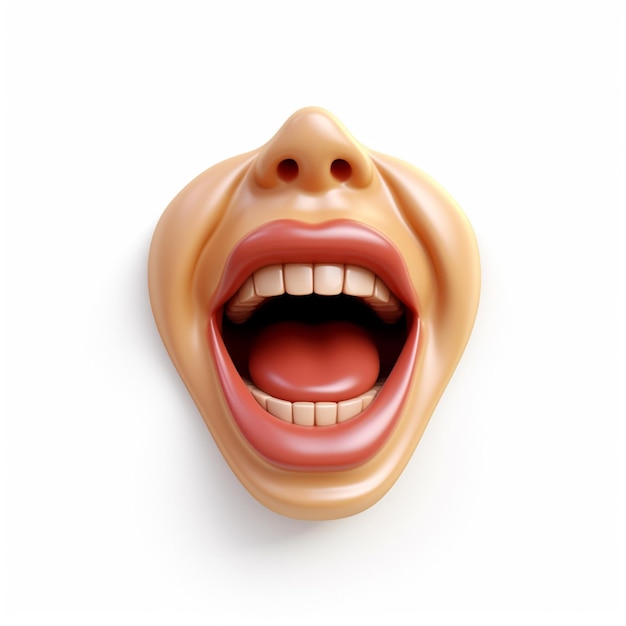 Photo yawning face emoji on white background high quality 4k hdr