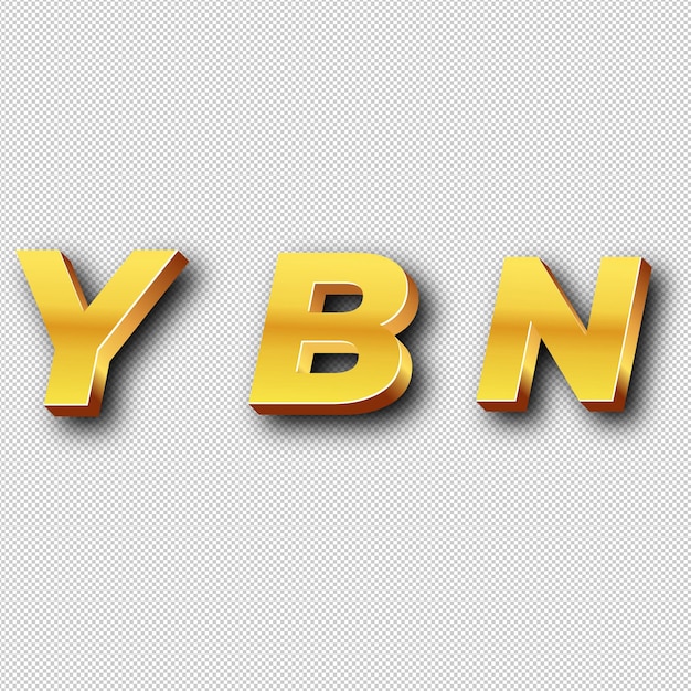 Золотая икона логотипа YBN изолированный белый фон прозрачный