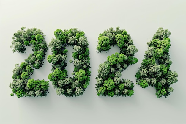 Foto l'anno 2014 è scritto in modo creativo utilizzando gli alberi