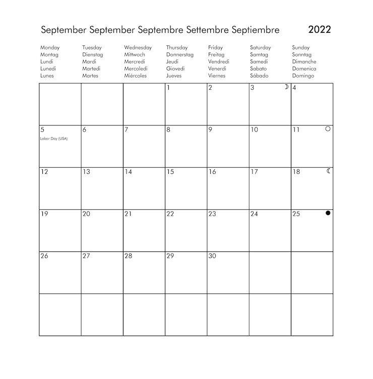 Photo year 2022 september international calendar with holidays
