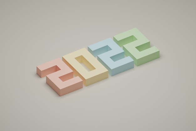 Year 2022 Text Design,3D illustration
