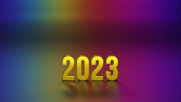 Photo year 2023 golden symbol 3dillustration