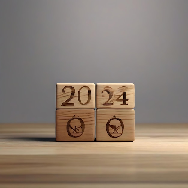 Year 2024 written on wooden blocks AI