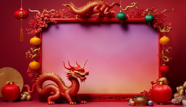 Год дракона китайский новый год фон дракона зодиак дракон обои 4K статуя дракона