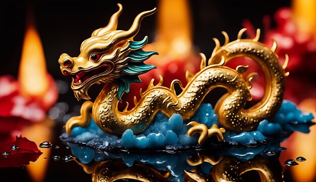 Year of the dragon chinese new year background dragon zodiac dragon wallpaper 4K dragon statue