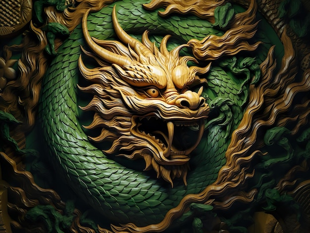 Year of the green wood dragon chinese happy new year