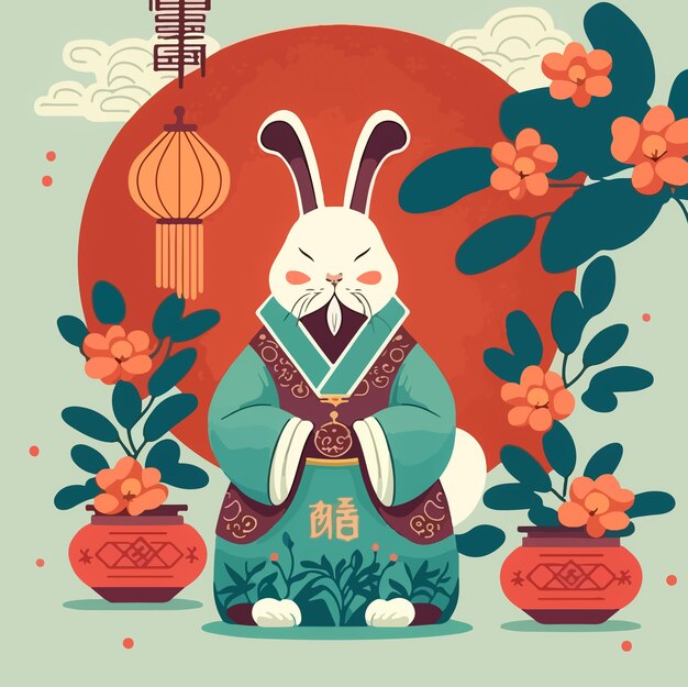 Year of the rabbit flat illustration