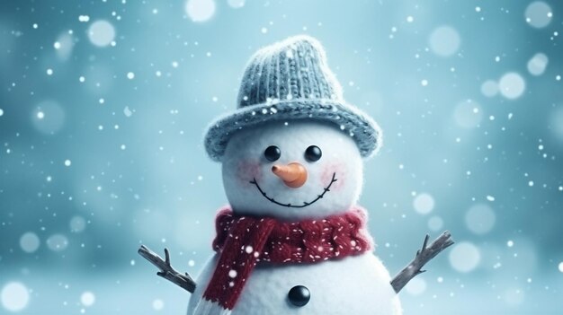 Year snowman christmas snowfall snow holiday background winter white new season celebration Generative AI