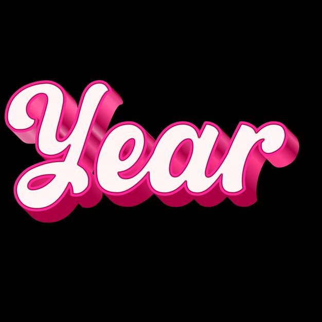 Photo year typography 3d design pink black white background photo jpg