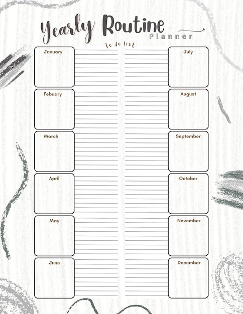 Photo yearly routine planner printable template digital blank page