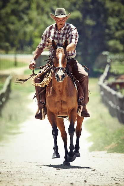 Yeeha Een cowboy op zijn paard