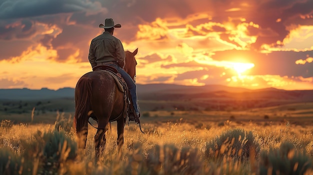 Yeeha a horseback rider and cowboy Generative Ai