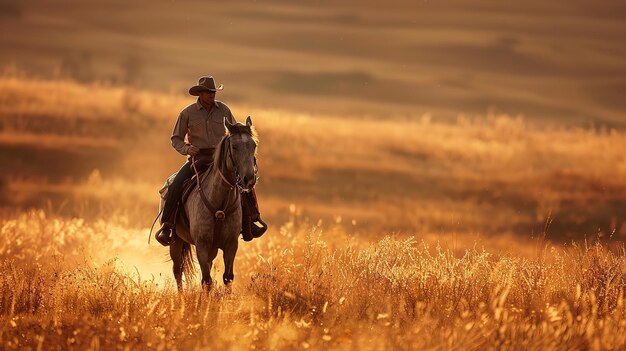 Yeeha a horseback rider and cowboy Generative Ai