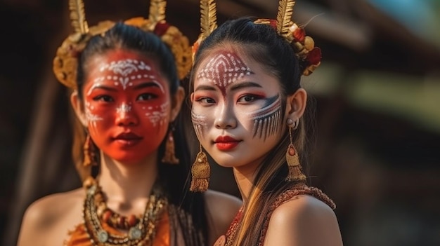 Yeepeng festival wordt genoten door twee jonge mooie vrouwen Generative AI