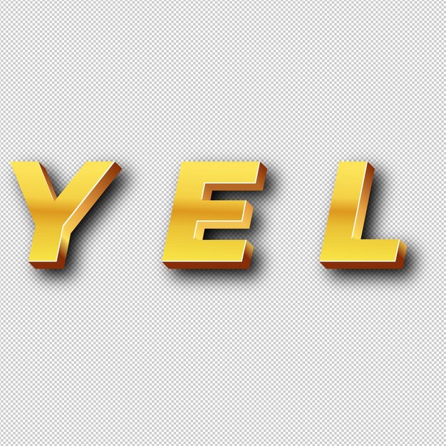 YEL Gold Logo Icon Isolated White Background Transparent