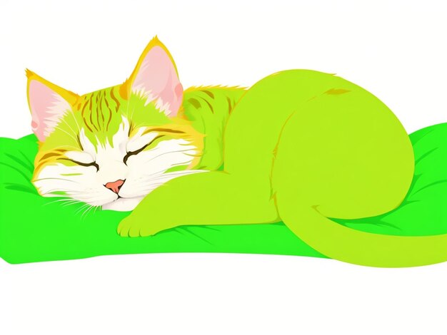 Photo the yello cute cat is sleeping