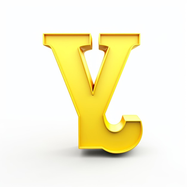 Yellow 3d Letter Y On White Background