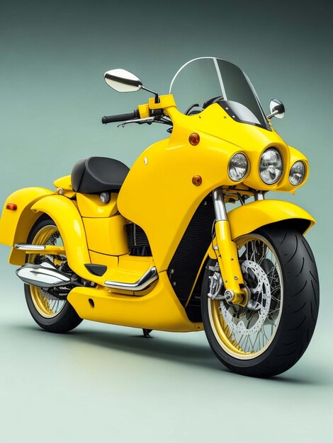 Yellow 3wheeled motorbike with background