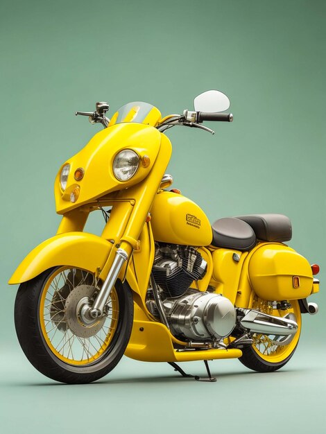 Yellow 3wheeled motorbike with background