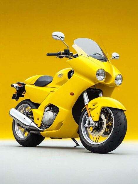 Yellow 3wheeled motorbike with background