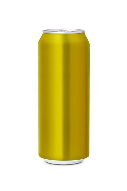 Yellow 500ml and aluminium can isolated on white background