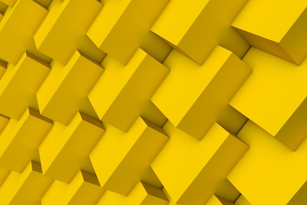 Photo yellow abstract 3d background consisting of many blocks