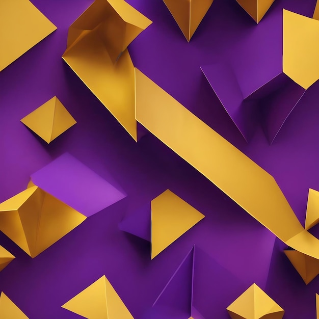 Yellow abstract geometry on purple background