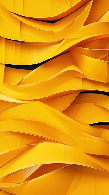 Yellow abstract wave folded paper background