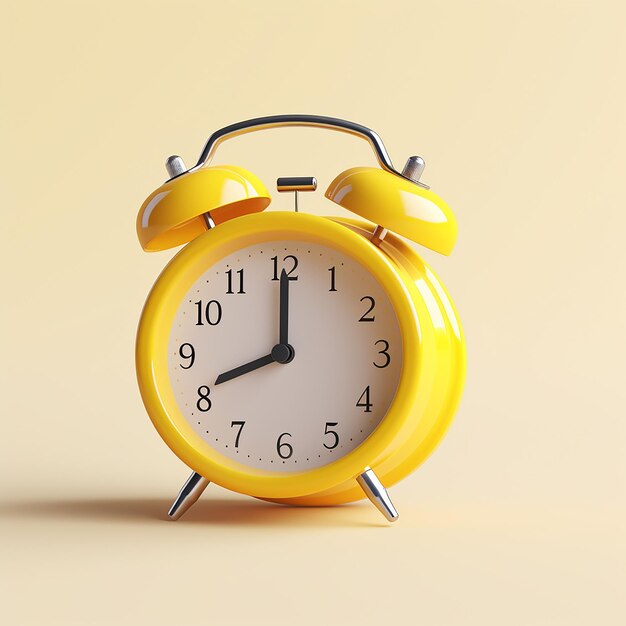 A yellow alarm clock isolated on a white background